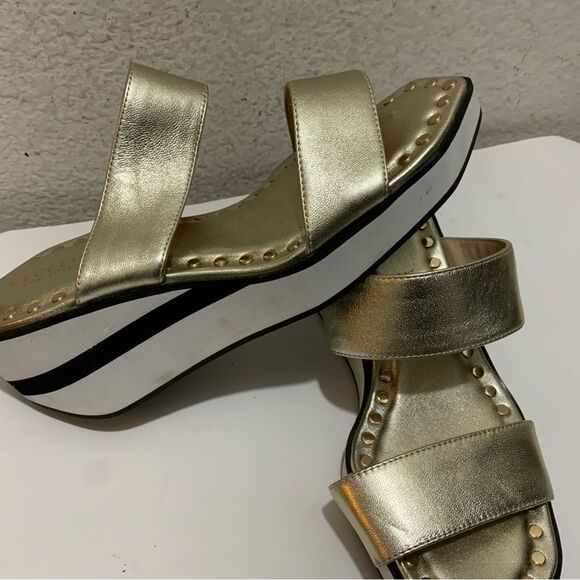 Cecelia New York Beecher Platform Sandal Metallic Gold Leather 8.5 M - Picture 4 of 12